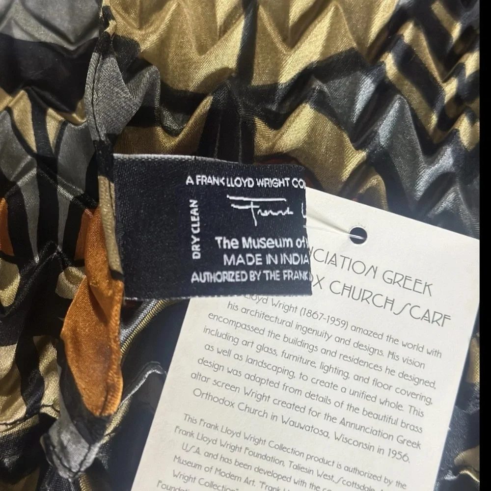 Frank Lloyd Wright Altar Screen Pleated Chevron Scarf Geometric Colorful NWT